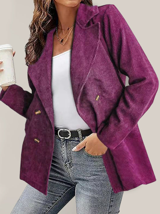 Solid Color Button Blazer Jacket