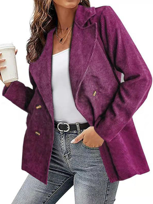 Solid Color Button Blazer Jacket