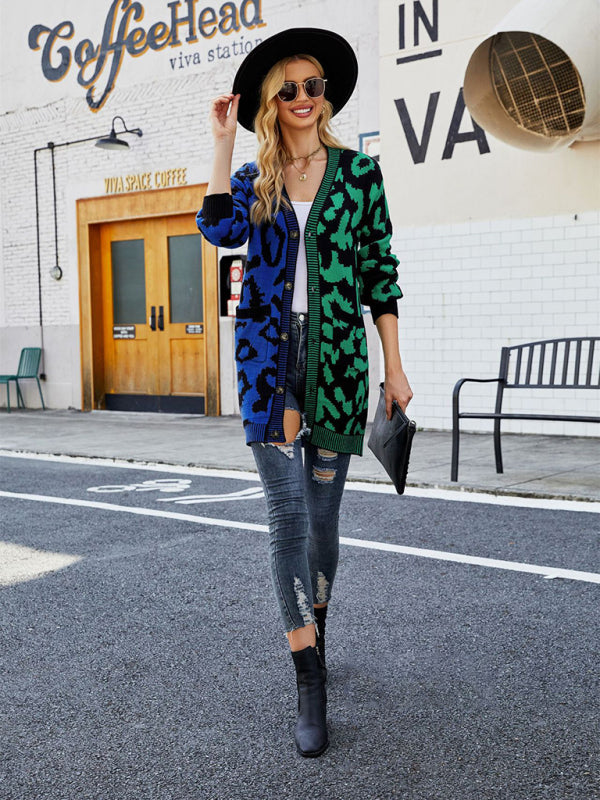 Leopard Print Knit Cardigan for Women