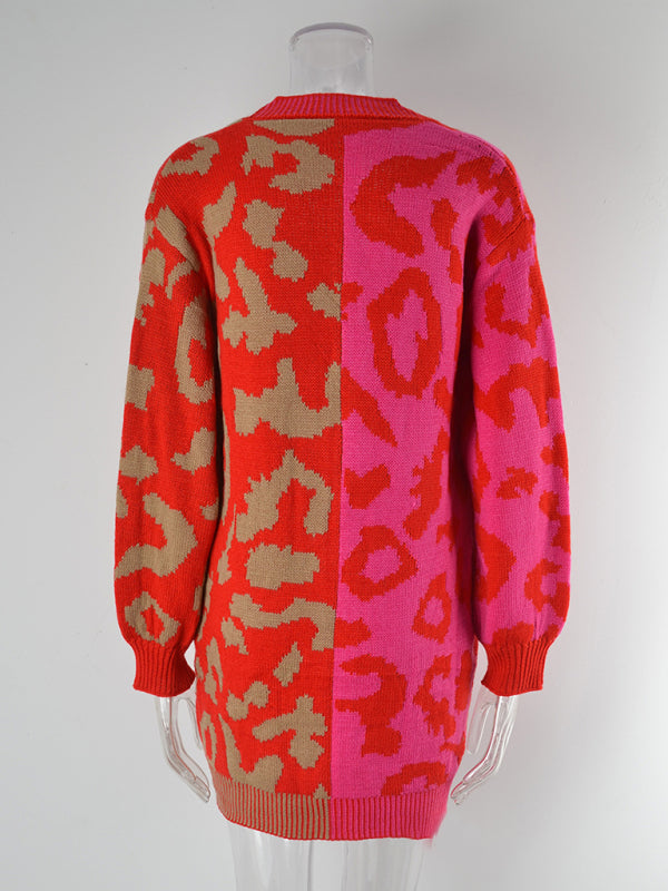 Leopard Print Knit Cardigan for Women