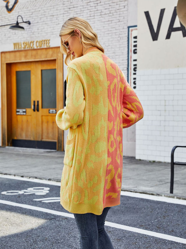 Leopard Print Knit Cardigan for Women