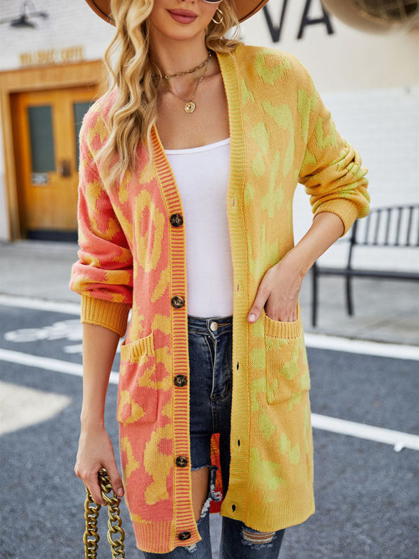 Leopard Print Knit Cardigan for Women
