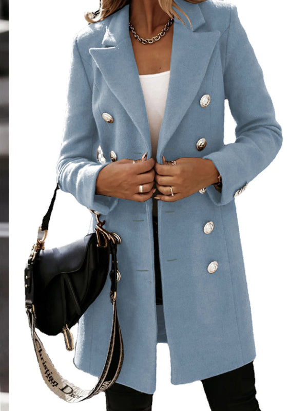 Двубортное пальто с эффектом шерсти – осень/зима