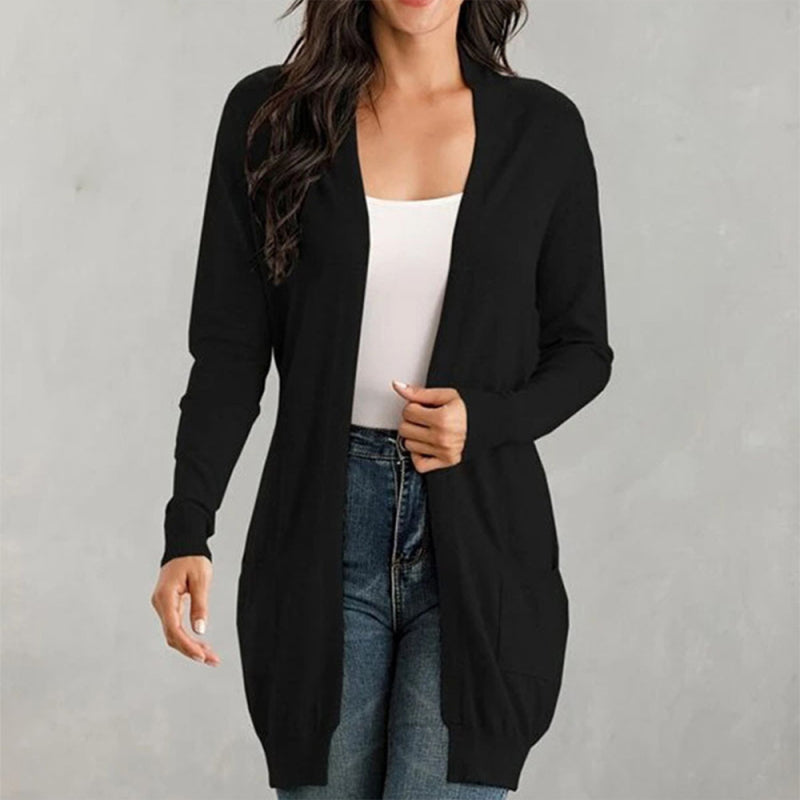 Women's Long Sleeve Knit Cardigan Black