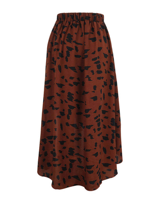 High Waist Rhombus Print A-Line Skirt