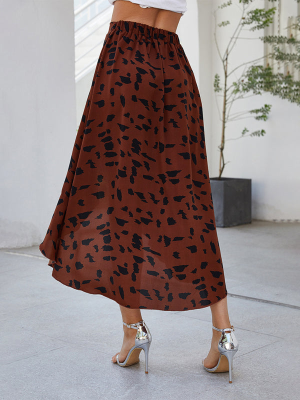 High Waist Rhombus Print A-Line Skirt