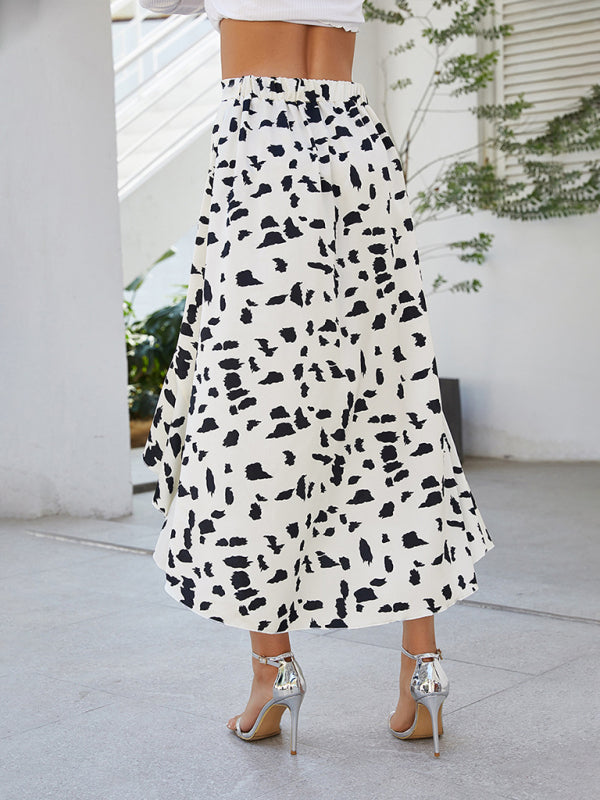 High Waist Rhombus Print A-Line Skirt