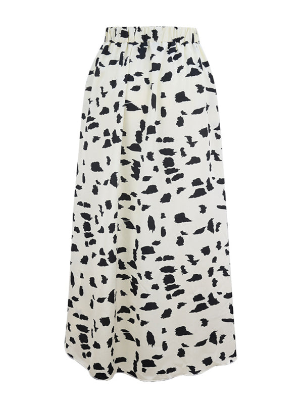 High Waist Rhombus Print A-Line Skirt