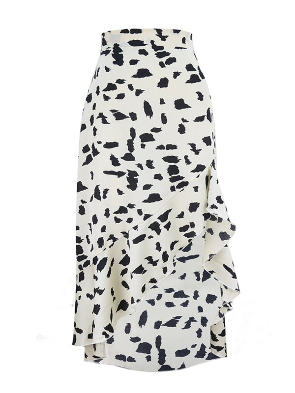 High Waist Rhombus Print A-Line Skirt