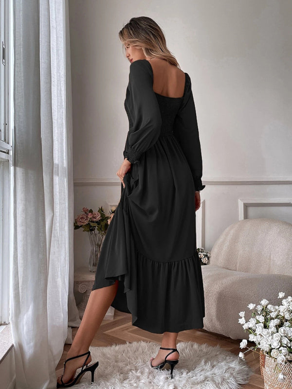 Square Neck Sleeveless Maxi Dress – Elegant Woven Polyester for All Seasons