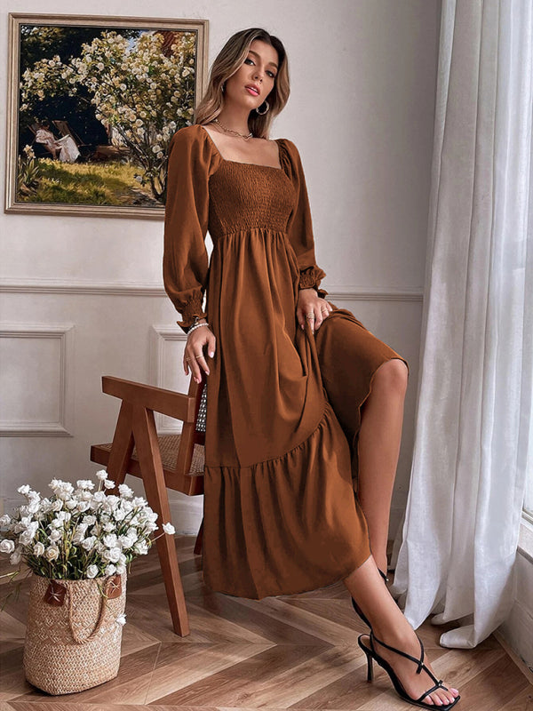 Square Neck Sleeveless Maxi Dress – Elegant Woven Polyester for All Seasons
