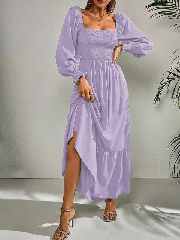 Square Neck Sleeveless Maxi Dress – Elegant Woven Polyester for All Seasons