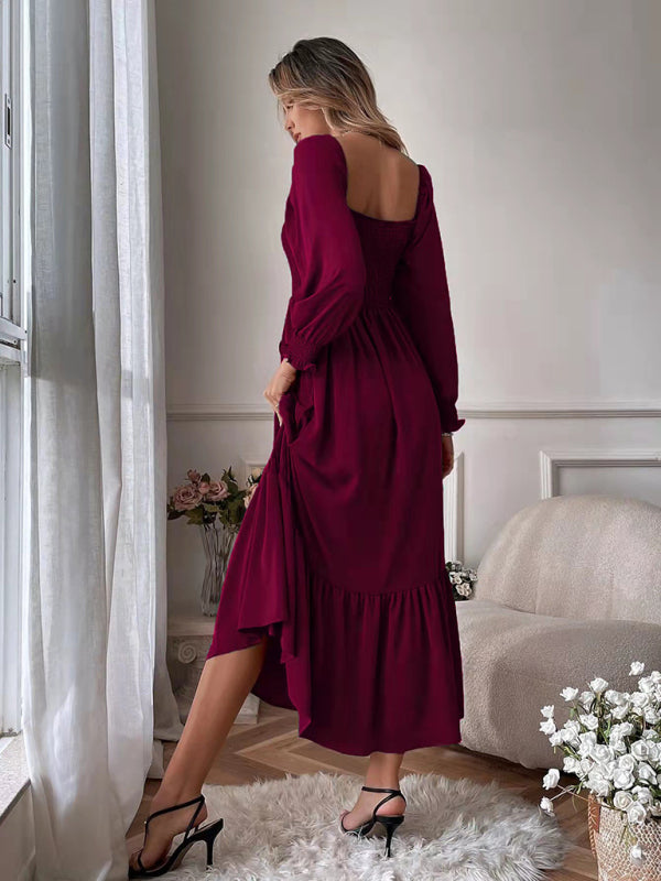 Square Neck Sleeveless Maxi Dress – Elegant Woven Polyester for All Seasons