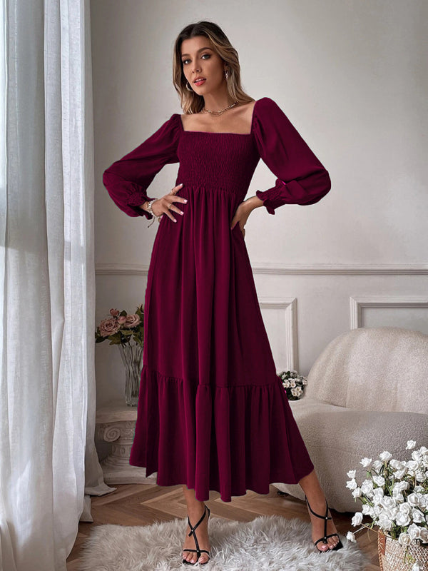 Square Neck Sleeveless Maxi Dress – Elegant Woven Polyester for All Seasons