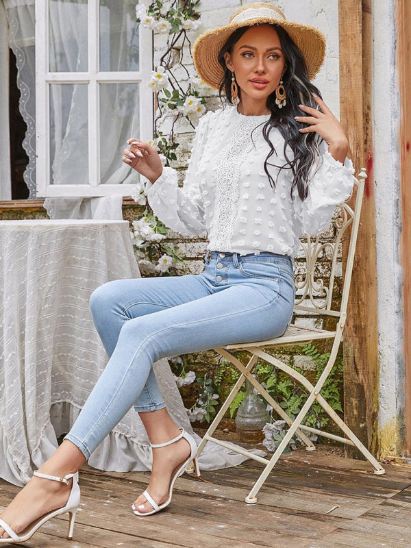 Women's Lace Balloon Sleeve Blouse