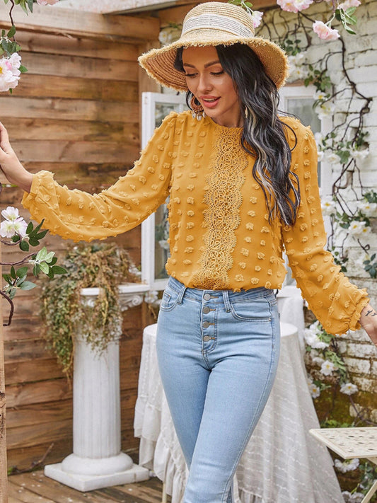 Women's Lace Balloon Sleeve Blouse