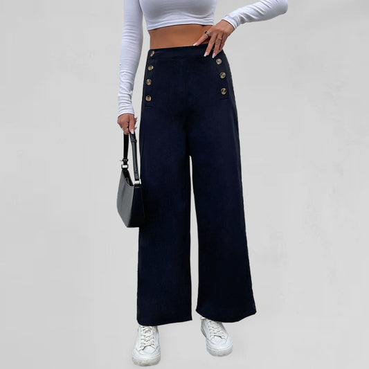 High-Waisted Wide-Leg Trousers – Smiling Maria