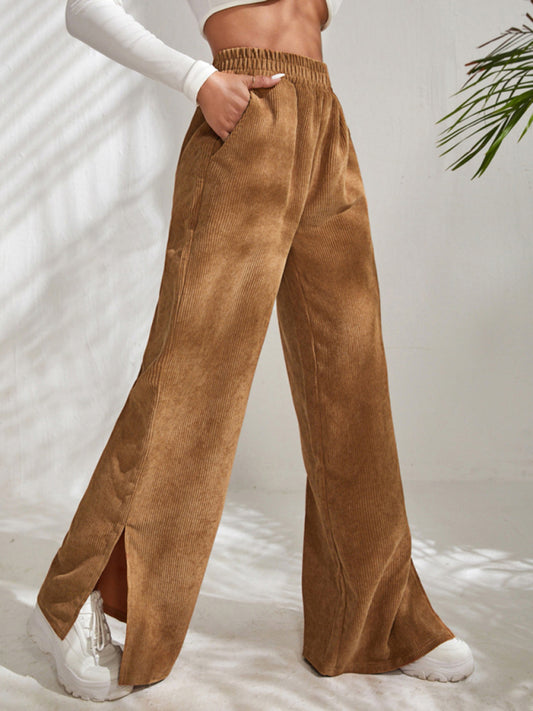 Corduroy Wide-Leg Trousers – Smiling Maria