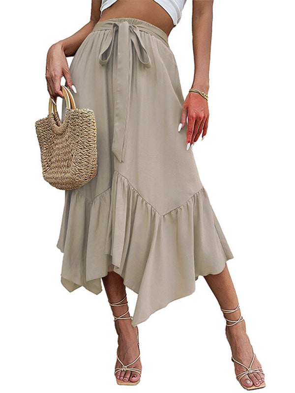 Woven Lace Midi Skirt with Irregular Hem