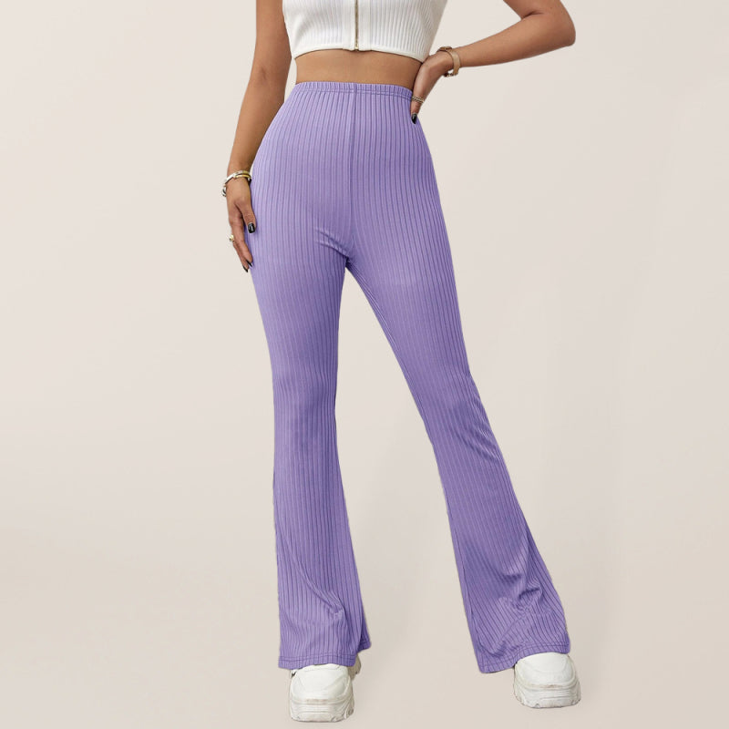 Knitted High Waist Flared Trousers – Smiling Maria