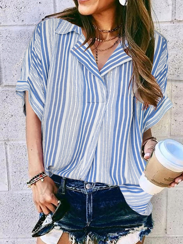 Leopar Desenli V Yaka Kısa Kollu Gömlek