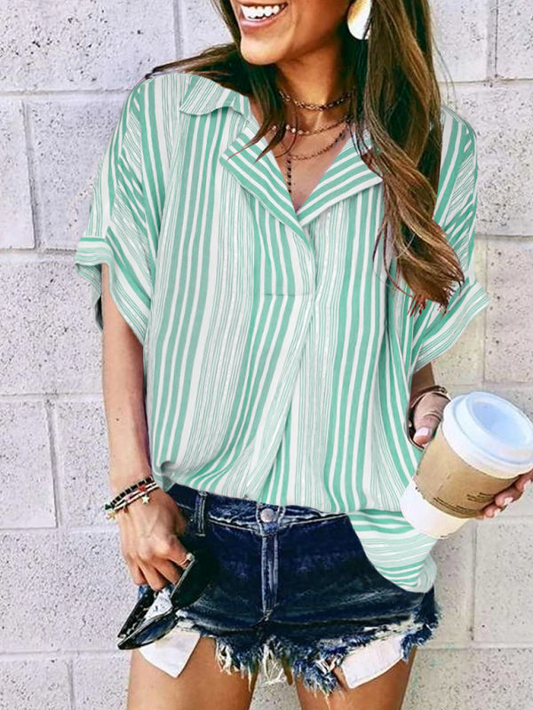 Leopar Desenli V Yaka Kısa Kollu Gömlek