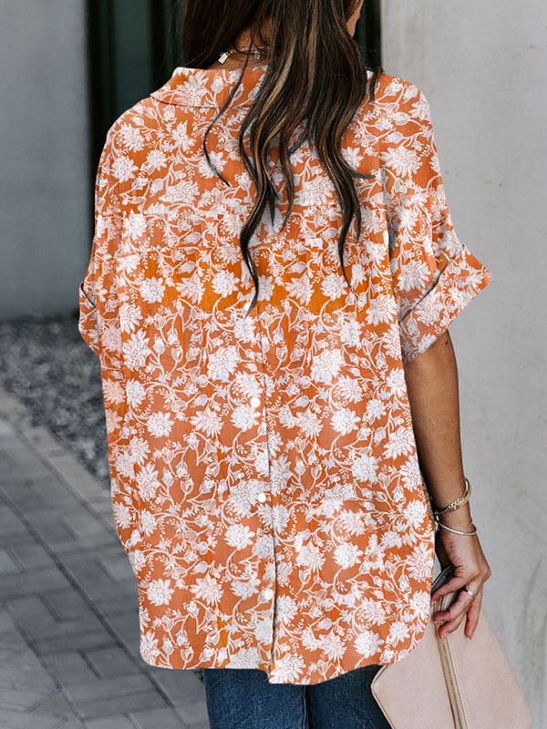 Leopar Desenli V Yaka Kısa Kollu Gömlek