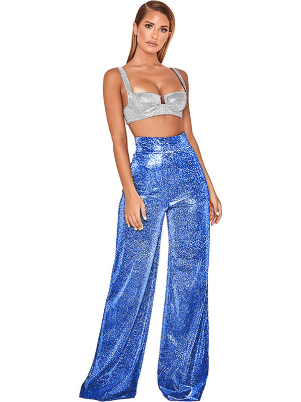 Chic Silver Wide Leg Pants