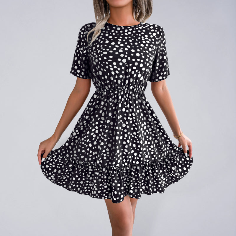 Polka Dot Ruffled Midi Dress – Sleeveless Casual Fit with Flattering Waist