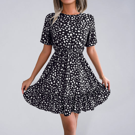 Polka Dot Ruffled Midi Dress – Sleeveless Casual Fit with Flattering Waist