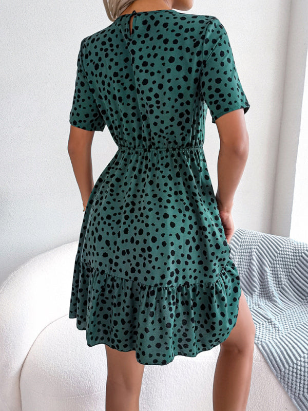 Polka Dot Ruffled Midi Dress – Sleeveless Casual Fit with Flattering Waist