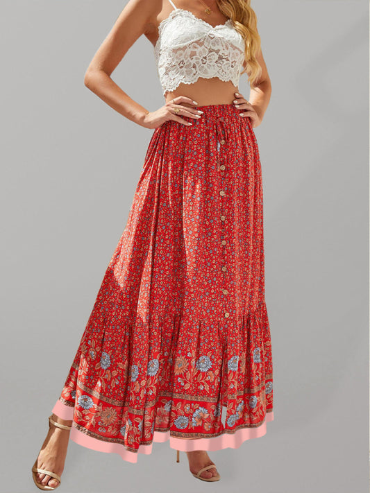 Bohemian Floral High Waist Maxi Skirt