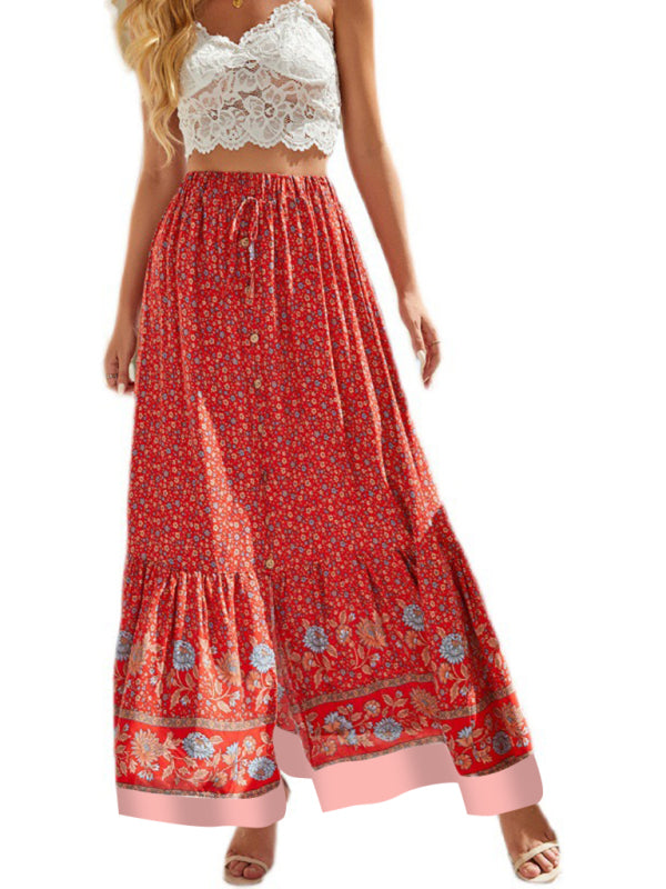 Bohemian Floral High Waist Maxi Skirt