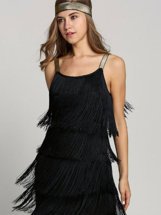 Panel Tassel Sleeveless A-Line Dress – Knit Fabric, Lightweight, Summer Style