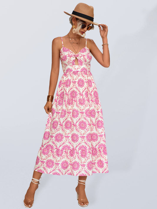 Floral Resort Slip Dress – V-Neck Casual Fit, Lightweight Polyester