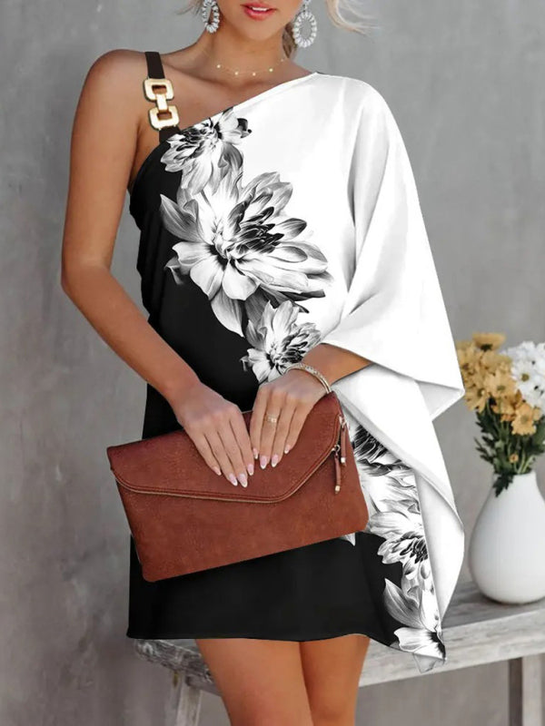 Geometric Strapless Midi Dress – Diagonal Neckline, Sleek Spring Fit