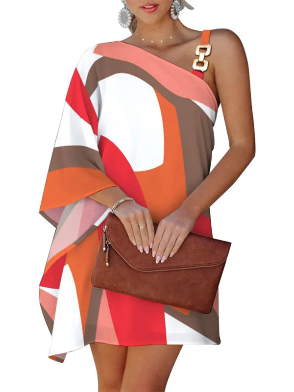 Geometric Strapless Midi Dress – Diagonal Neckline, Sleek Spring Fit
