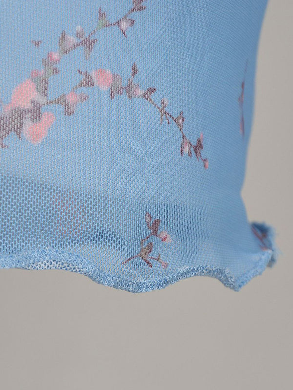 Printed Mesh High Waist Wrap Skirt