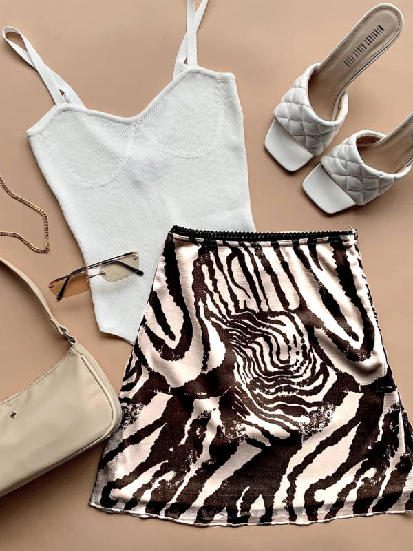 Printed Mesh High Waist Wrap Skirt