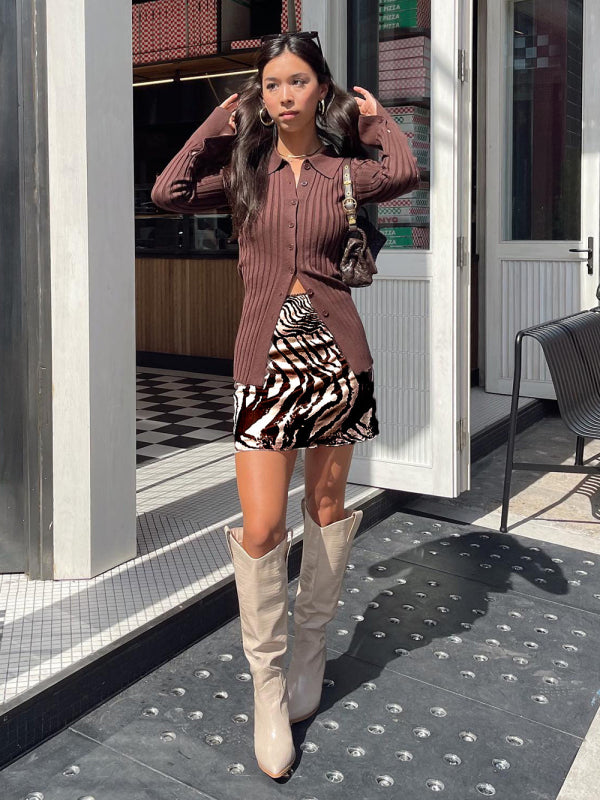 Printed Mesh High Waist Wrap Skirt