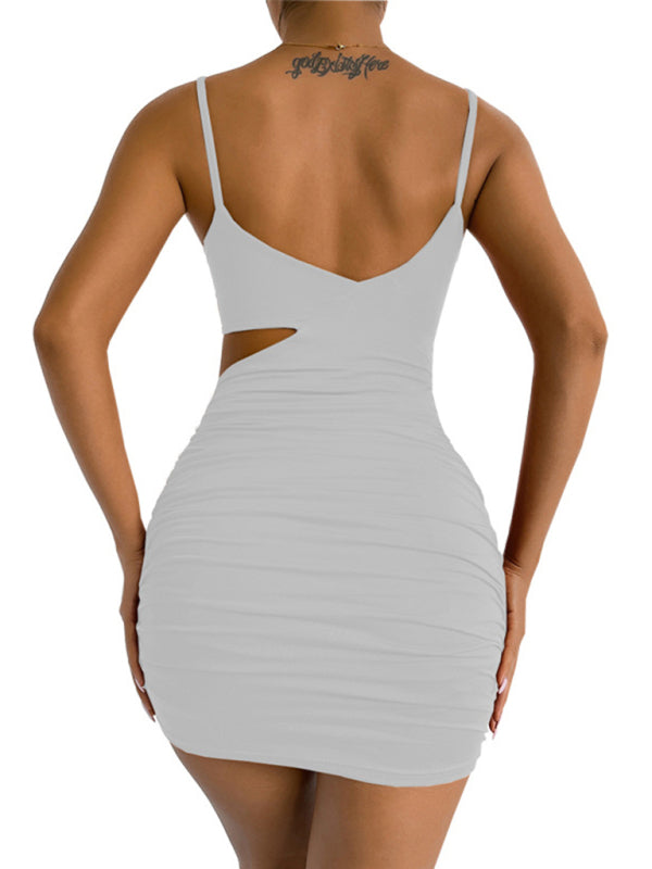 Open Waist Camisole Midi Dress – Sleek Fit, Solid Color, Sleeveless Summer Style