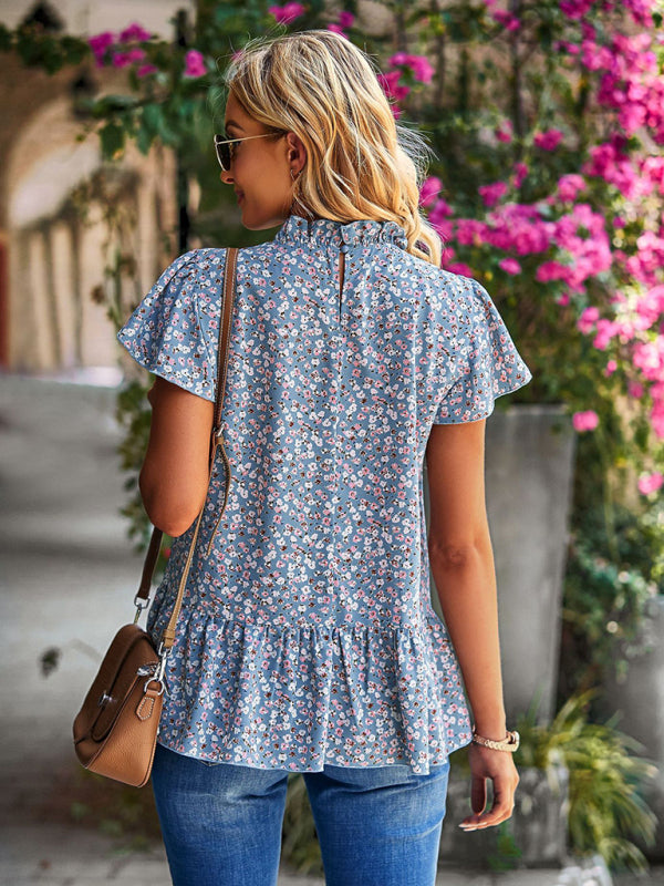 Floral Turtleneck Blouse – Loose Fit Summer Top