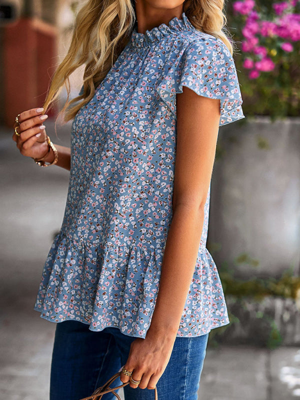 Floral Turtleneck Blouse – Loose Fit Summer Top