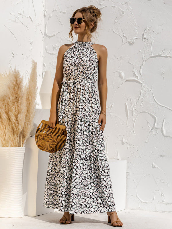 Polka Dot Halter Neck Tie Dress