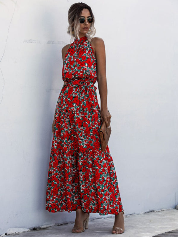 Polka Dot Halter Neck Tie Dress