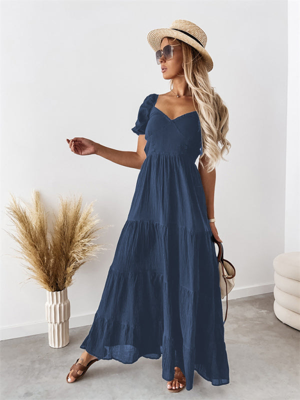 Off-Shoulder Backless Strappy Dress – High-Waisted, Summer Chic