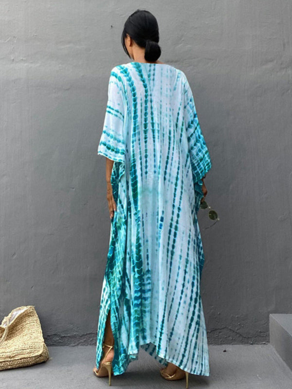 Cotton Printed Beach Cover-Up Dress – Flowy Sun Protection Gown