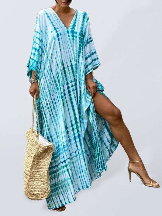 Cotton Printed Beach Cover-Up Dress – Flowy Sun Protection Gown
