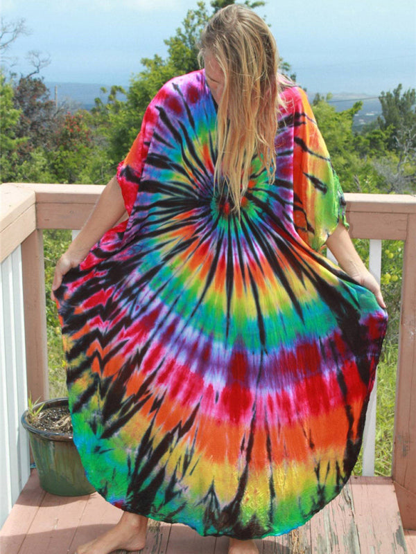 Cotton Printed Beach Cover-Up Dress – Flowy Sun Protection Gown