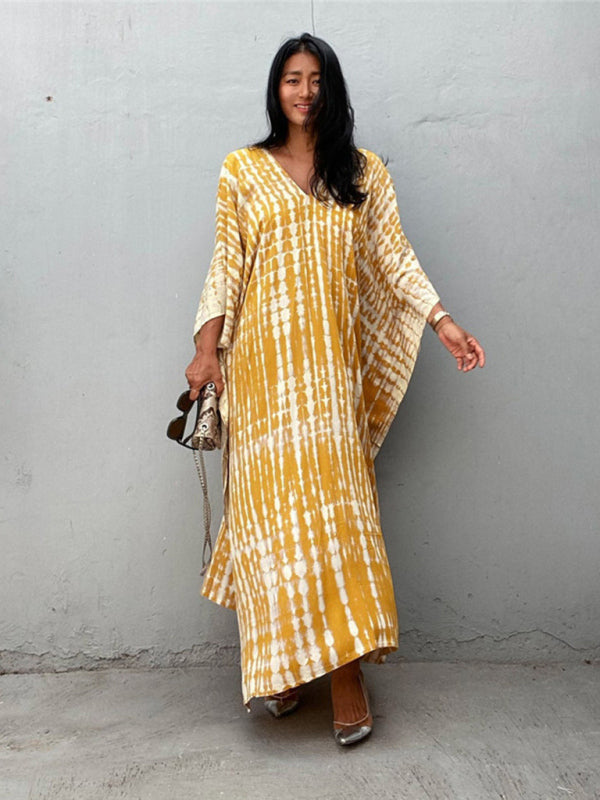 Cotton Printed Beach Cover-Up Dress – Flowy Sun Protection Gown